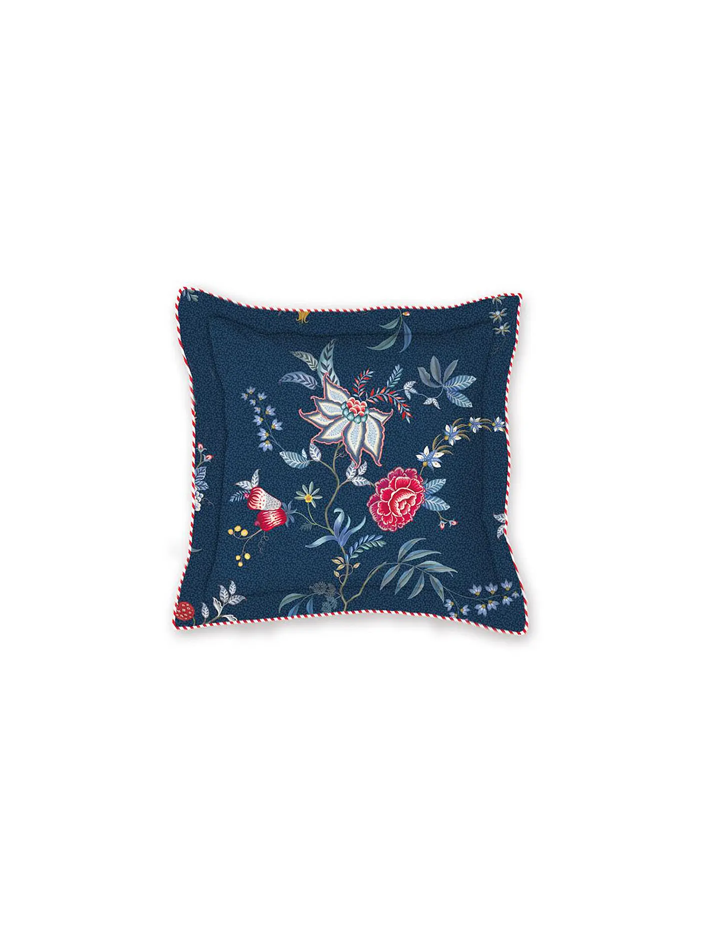 PIP STUDIO | Zierkissen gefüllt 45x45cm Flower Festival White | dunkelblau